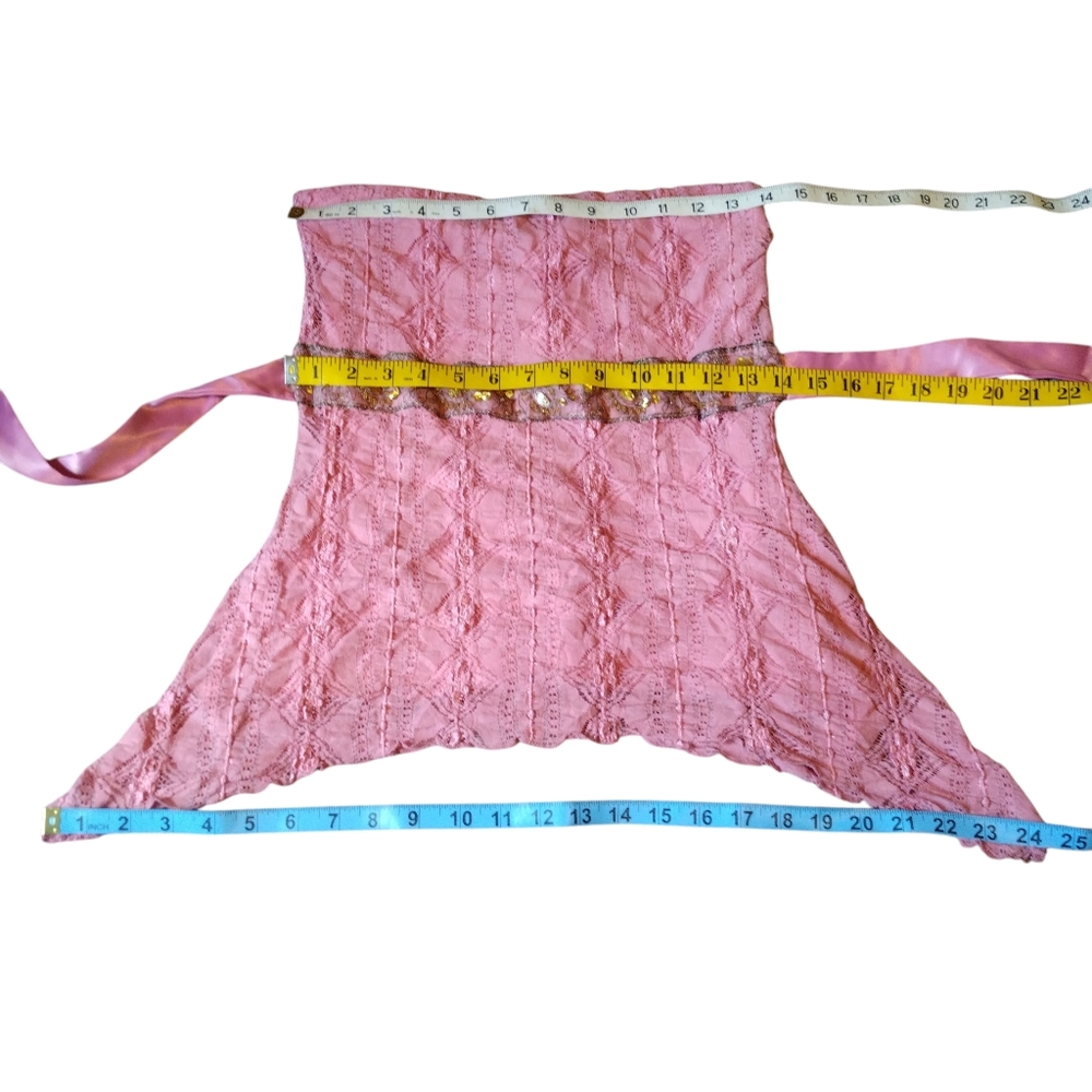 Vintage Y2K Pink Lace Beaded Sequin Fairy Corset Belted Top Sz S To M - Picture 9 of 9